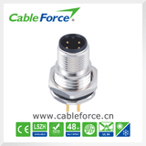 M12 4pin Connector Panel Mount Socket Front Fastened PCB Connector for Sensor and Actuator