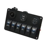 Waterproof Marine Switch Panel 6 Gang with USB Charger and Power Socket