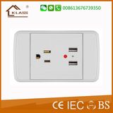 3 Pin USB Wall Sockets Electrical USB Outlets 2.1A