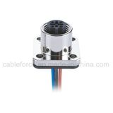 M12 5 Pin Female Flange Type Panel Mount Connector for Sensor and Actuator with Wires