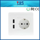 Ce Proved European Plug Socket with Double USB Port