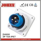 IP67 3p 16A Panel Mounted Industrial Plug