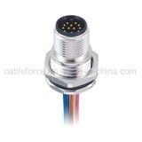 M12 12 Pin a-Code Straight Panel Mount Connector with CNC Screw