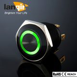 Ring Black Aluminum Momentary Push Button Switch, Ls16 Waterproof Push Button Switch with Green LED