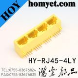 Professional Manufacturer Yellow RJ45 Female Connector with 4 Socket (HY-RJ45-4LY)