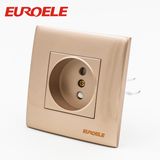 PC Gold Color 2 Pole 1 Gang European Wall Socket