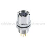 8pin M8 Female Rear Fastened Panel Connector with PCB Contacts CNC Screw
