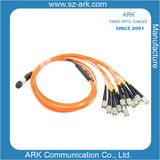 MPO-FC Multimode 12 Cores Fiber Optical Patchcord with Orange Jacket
