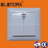 European Style Flush Mounted Two Gang One Way Switch with Neon Light (F6102)