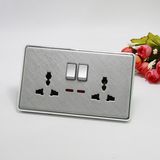 UK Standard Double Mf /Universal Socket with Switch Neon