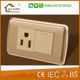 American Standard Golden Color 118*72.5mm Electric Push Switch Socket