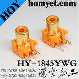 2pin RCA Jack with Gold Plating in Orange (HY-1845YWG)
