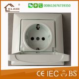White Simple Euro Wall Socket with Cover ABS Material