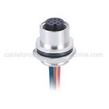 M12 8pin Female Panel Mount Connector Rear Fastened Circular Connector with Wires