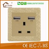 Double UK USB Wall Socket with 13A Socket Size: 86*86mm