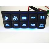 6 Gang Dual LED Waterproof Rocker Switch Panel with Circuit Breakers for Marine Boat Caravan Yatch