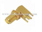SMA Female Right Angle for PCB Mount, PCB Mount SMA Female Right Angle Connector, 20mm Length, Gold Plated, SMA Antenna Connector