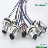 M12 3pin Female Panel Mount Connector Front Fastened Waterproof Wire Connector