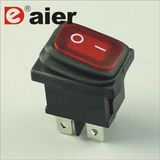 2 Position on-off Black Housing Red LED Electrical Rocker Switch