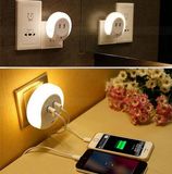 USB Charger Dual LED Wall Plug USB Night Light Bed Lamp