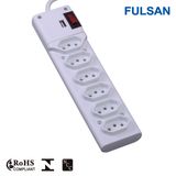 Inmetro Approved 6 Gangs Brazil Power Strip with USB Charger