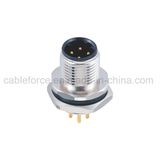 M12 4 Pin D-Code Male Rear Mounting Connector for Sensor with PCB Contacts