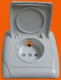 White Simple Euro Wall Socket with Cover ABS Material