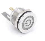 Hyperplane Head LED Momentary Anti-Vandal Long-Life Metal Push Button Switch with Power Symbols, Power Push Button Swtich