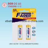 1.5V Farer Mercury Free Carton Zinc Super Heavy Duty Dry Battery (R6 AA, Um-3)