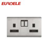 Domestic Stainless Steel 2 Gang 13A Switched Socket
