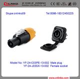 Cnlinko Brand 3 Pin Cable Female Connector with Lock Wing Power DC Jack with Spring Push Fit Connector