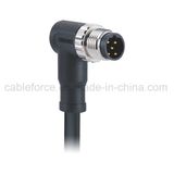 M12 5 Pin B-Code Male Right Angled Molded Cable Connector for Sensor with CNC Screw