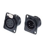 Professional Black 5-Pin XLR Male Female Connector Chassis Socket