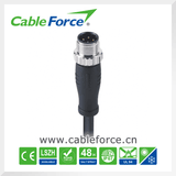 M12 4 Pin D-Code Male Straight Molded Cable Connector Servo Motors Connector with CNC Screw