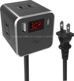 3-Outlet Power Strip Plus USB-C Port Switch Socket