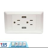 2 Gang/3 Pin Universal Socket, Us USB Wall Socket