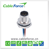 M12 3pin Panel Rear Mounting Circular Connector for Factory Automation with Wires