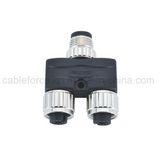 M12 Y-Splitter Connector Male to Female *2 Waterproof Connector with CNC Screw
