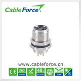M8 4pin Female Front Fastened Panel Mount Connector with PCB Connector