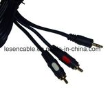 AV Cable, 3.5mm Stereo Plug to 2 RCA Plugs, High Quality