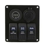 Blue LED Rocker Switch Panel Circuit Breakers Color Display Voltmeter Waterproof Car Auto Automotive Boat Marine