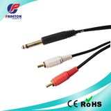 AV Cable 6.35mm Mono Plug to 2RCA Male Cable