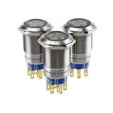 Yumo ABS19s-P22-E 19mm Flat Head Ring LED Metal Push Button Switch