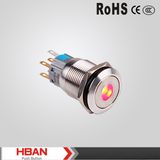 Hbs1-Agq-22dz/S 19mm Latching DOT-Iluminated LED Lighted Metal Push Button Switch