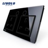 Livolo UK Double Multifunction Touch Switched Wall Socket (VL-C7C2UK-12)