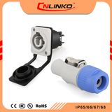 3 Wires Blue Plastic Electrical Plugs Sockets Powercon, PBT Lighting Connector Power 3pin Waterproof Cable Soldering