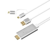 Micro USB and 8-Pin to HDMI Adapter for iPhone5/6/7/Android Phone