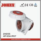 IP67 4p 63A Slopping Panel Mounted Industrial Socket