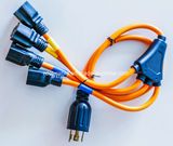 12/3 Yellow Outdoor Multi Outlet Extension Cord 5 Water Resistant Covered Outlets