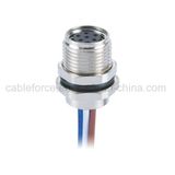 M8 6pin Female Panel Mount Connector with Wires Front Fastaned
